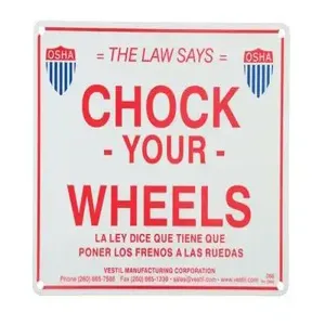 VESTIL SF-1012 Reflective Enamel Wheel Chock Sign, 1/16 Inch x 11-3/4 Inch x 9-3/4 Inch Size, White | AG7YTA