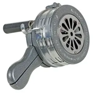 VESTIL SIREN-100-S Steel Warning Siren Hand Crank, Silver/Gray | AG7YVF