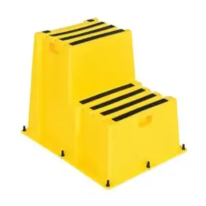 VESTIL SPN-2-YL Poly Step Stool, Nestable, Yellow, 2 Steps | CE4QVY