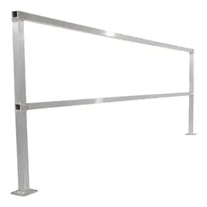 VESTIL SQ-A-96 Safety Handrail, Aluminium, No Toeboard, 96 Inch Size | CE4QYB