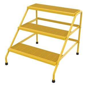 VESTIL SSA-3W-KD-Y Aluminium Step Stand, 3 Step, Wide Knock Down, Yellow | AG7ZKW