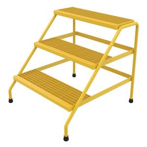 VESTIL SSA-3W-Y Aluminium Step Stand, 3 Step, Wide Welded, Yellow | AG7ZKX