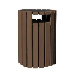 VESTIL TR-PRRC-33-BN Round Receptacle, With Raincap, 33 Gallon, Capacity, Brown | CE4RJD