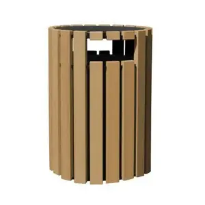 VESTIL TR-PRRC-33-CD Round Receptacle, With Raincap, 33 Gallon, Capacity, Cedar | CE4RJE