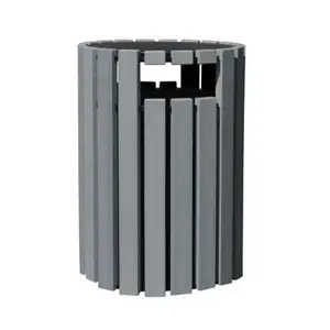 VESTIL TR-PRRC-33-CH Round Receptacle, With Raincap, 33 Gallon, Capacity, Charcoal | CE4RJF