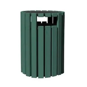 VESTIL TR-PRRC-33-GN Round Receptacle, With Raincap, 33 Gallon, Capacity, Green | CE4RJG