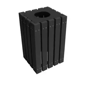 VESTIL TR-PSQ-22-BK-BK Economy Receptacle, 22 Gallon, Capacity, Black/Black | CE4RJQ