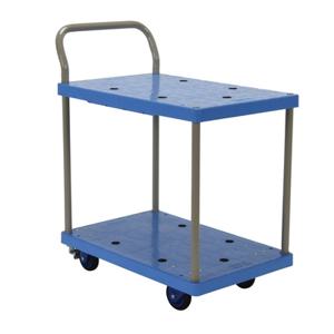 VESTIL TRP-1824-2-FB Plastic Truck, Double Deck, 18 x 24 Inch Size, 330 Lb. Capacity, Blue With Brake | AG8AWU