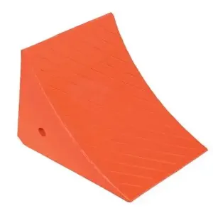 VESTIL URWC-25-SS Wheel Chock With Steel Stud, 17 x 14-1/2 x 14-1/2 Inch Size, 30 Ton, Orange, Urethane | AG8BHT