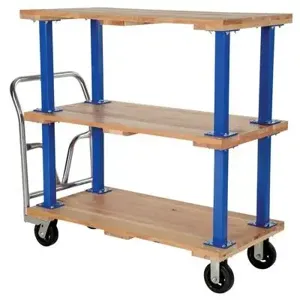 VESTIL VHPT/TD-2448 Triple Deck Hardwood Platform Cart, 24 Inch x 48 Inch Size | AG8BQL