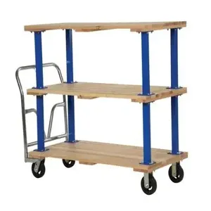 VESTIL VHPT/TD-2754 Triple Deck Hardwood Platform Cart, 27 Inch x 54 Inch Size | AG8BQM