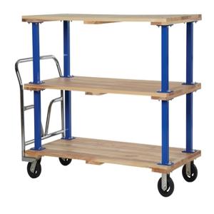 VESTIL VHPT/TD-3060 Triple Deck Hardwood Platform Cart, 30 Inch x 60 Inch Size | AG8BQN