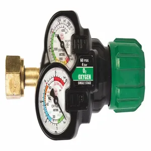 VICTOR 0781-3627 Oxygen Gas Regulator, Single Stage, 5 To 125 Psi Delivery Pressure, Brass | CH6HLA 482W15