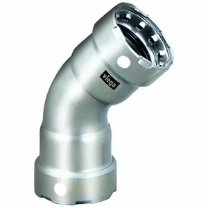 VIEGA LLC 91770 Elbow 45 Deg, 316 Stainless Steel, Press-Fit X Press-Fit, Fkm O-Ring Material | CU7YCD 801DD5