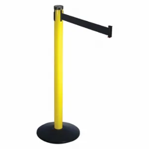 VISION 301YA-BK Tron Barrier Post With Belt, Yellow, 40 Inch Post Height, 2 1/2 Inch Post Dia, Sloped | CU7YRX 45NU19