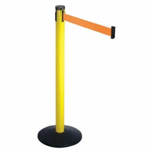 VISION 301YA-OR Tron Barrier Post With Belt, Yellow, 40 Inch Post Height, 2 1/2 Inch Post Dia, Sloped | CU7YRW 45NU18