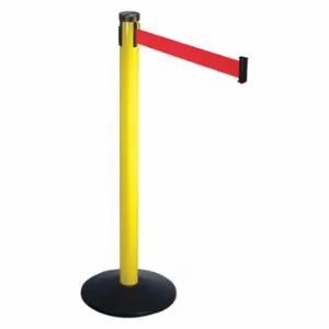 VISION 301YA-RD Tron Barrier Post With Belt, Yellow, 40 Inch Post Height, 2 1/2 Inch Post Dia, Sloped | CU7YRY 45NU23