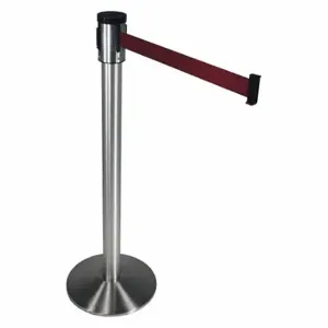 VISION 320SASS-MN Tron Barrier Post With Belt, Satin, 40 Inch Post Height, 2 1/2 Inch Post Dia, Sloped | CU7YRT 48JP82