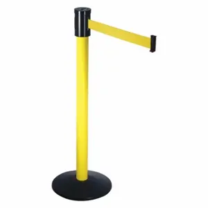 VISION 321YA-YW Tron Barrier Post With Belt, Yellow, 40 Inch Post Height, 2 1/2 Inch Post Dia, Sloped | CU7YRV 45NU07