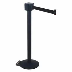 VISION PM412-30BA-BK Tron Barrier Post With Belt, Black, 40 Inch Post Height, 2 1/2 Inch Post Dia Heavy Wt | CU7YTA 48JP81