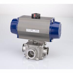 VNE STAINLESS 93C2.5C/161-5S1-XX Pneumatic Ball Valve, Full T, 2 1/2 Inch, Clamp, 316 Stainless Steel, Three-Way, PTFE Seal | CU7ZCK 803CU3