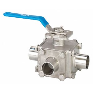 VNE STAINLESS EG93CCC-6.5 Sanitary Ball Valve 316 Stainless Steel 3-way Clamp | AA2TKU 11A437