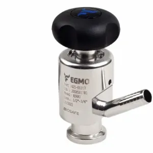 VNE STAINLESS BSA1-60-TC0.5-316L Manual Sanitary Sampling Valve, 1/2 in, Clamp, 316L Stainless Steel | CU7ZGX 803CZ4