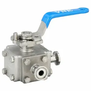 VNE STAINLESS EG93CCC-6.5-T Sanitary Ball Valve 316 Stainless Steel 3-way Clamp | AA2TKZ 11A442