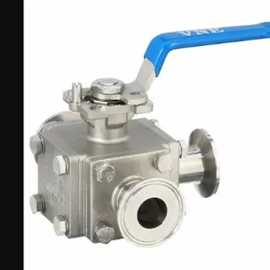 VNE STAINLESS EG93CCC-61.0 Sanitary Ball Valve 316 Stainless Steel 3-way Clamp | AA2TKW 11A439