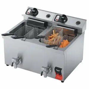 VOLLRATH 40710 Electric Countertop Fryer, Dual Well, 30 lbs. Capacity, 21 Inch Depth, 23 Inch Width | CJ2BMT 4NEA9