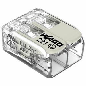 WAGO 221-682 Push-In Connector, Gray, Polycarbonate, 2 Ports, 30 A Current, 10 Awg | CU8CKZ 798HN7