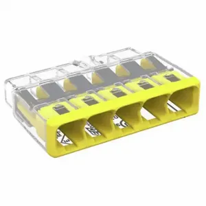 WAGO 2773-405 Push-In Connector, Yellow, Polycarbonate, 5 Ports, 32 A Current, 600 V Max Volt, Copper | CU8CLK 798HN0