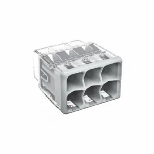 WAGO 2773-406 Push-In Connector, Gray, Polycarbonate, 6 Ports, 32 A Current, 12 Awg | CU8CLE 798HN1