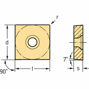 WALTER TOOLS SCGT09T304-MM4 WSM01 Square Turning Insert, 3/8 Inch Inscribed Circle, Neutral, 1/64 Inch Corner Radius | CU9PYD 53WE59