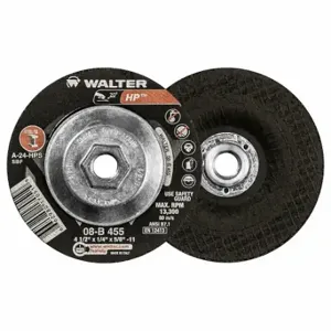 WALTER SURFACE TECHNOLOGIES 08B455 Depressed Center Grinding Wheel, 4 1/2 Inch Dia, 5/8 Inch -11 Hole, 30 Grit, Hp | CU9BZU 32WJ77