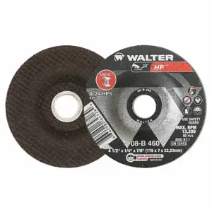 WALTER SURFACE TECHNOLOGIES 08B460 Depressed Center Grinding Wheel, Aluminum Oxide, Hp | CU9CAL 32WJ78