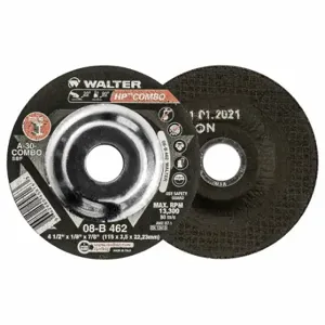 WALTER SURFACE TECHNOLOGIES 08B462 Depressed Center Grinding Wheel, Aluminum Oxide, Hp Combo | CU9CAN 32WJ94