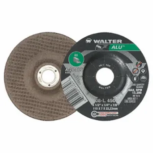 WALTER SURFACE TECHNOLOGIES 08L450 Depressed Center Grinding Wheel, 4 1/2 Inch Dia, 7/8 Inch Hole, 24 Grit, Alu | CU9BZX 32WJ35