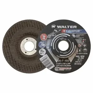 WALTER SURFACE TECHNOLOGIES 08P460 Depressed Center Grinding Wheel, 4 1/2 Inch Dia, 7/8 Inch Hole, 16 Grit | CU9BZW 36VU35