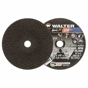 WALTER SURFACE TECHNOLOGIES 11L323 Abrasive Cut-Off Wheel, 3 Inch Abrasive Wheel Dia, Aluminum Oxide, Type 1 | CU9BWB 32WK79