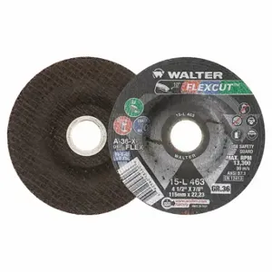 WALTER SURFACE TECHNOLOGIES 15L463 Depressed Center Grinding Wheel, Aluminum Oxide, Flexcut | CU9CAG 32WJ60