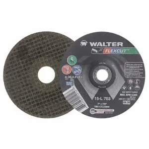 WALTER SURFACE TECHNOLOGIES 15L703 Depressed Center Grinding Wheel, Aluminum Oxide, Flexcut | CU9CAC 32WJ68