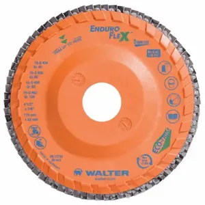 WALTER SURFACE TECHNOLOGIES 15Q454 Flap Disc, Type 27, 4 1/2 Inch x 7/8 Inch, Aluminum Oxide, 40 Grit | CU9CCU 249M40