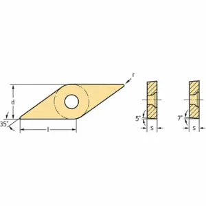 WALTER TOOLS VCMW160408-RK6 WKK10S Diamond Turning Insert, Vcmw Insert, Neutral, 3/16 Inch Thick, 1/32 Inch Corner Radius | CU9PDP 53VJ93