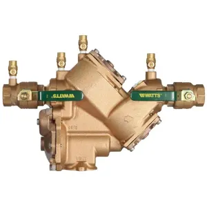 WATTS LF909M1-QT 1 1/2 Reduced Pressure Zone Assembly, Inline, 1 1/2 Inch Size, Bronze | BZ2XUE 0391011