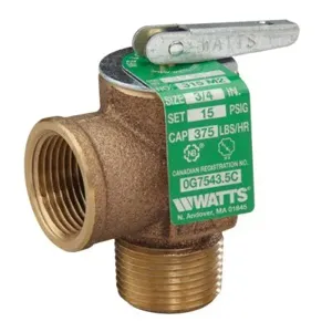 WATTS 315M2-015 Steam Safety Relief Valve, 3/4 Inch Inlet, 15 Psi Relief Pressure | BP4QTZ 0342629