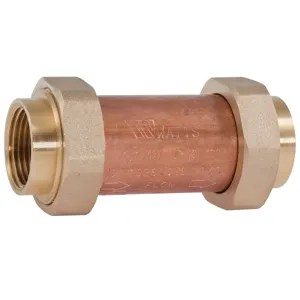 WATTS CU7-U2-U2 1X1 Dual Check Backflow Preventer, Female NPT Inlet x NPT Outlet, 1 Inch x 1 Inch Size, Copper | CC4MNE 0064042