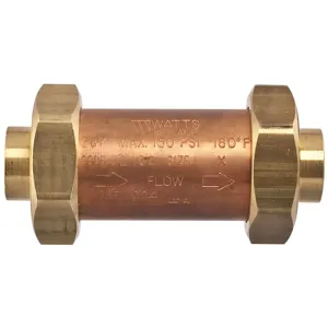 WATTS CU7-U2-U2 3/4X3/4 Dual Check Valve Backflow Preventer, 3/4 inch x 3/4 Inch Size, Copper | CC4MND 0064041