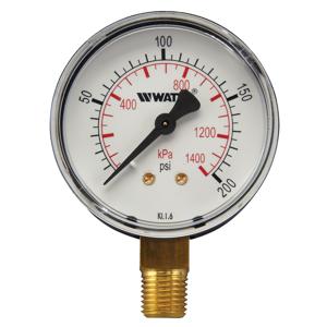 WATTS LFDPG1-4 0-200 1/4 Pressure Gauge, 1/4 Inch Inlet, -4 To 176 Deg. F, 0 To 200 Psi | BT6WCR 0121656