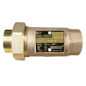 WATTS LF7-U2-2 1/2X1/2 Dual Check Valve, 1/2 Inch x 1/2 Inch Size | CB3JXJ 0792068